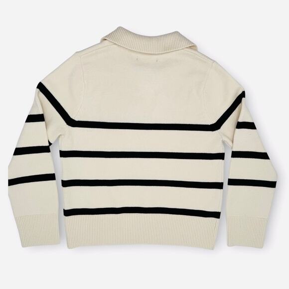 Mango Breton Stripe Sweater Cream Black Collared Nautical Parisian Knit S - Picture 9 of 12